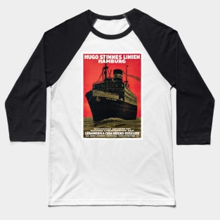 Vintage Travel Poster Germany Hugo Stinnes Linien Hamburg Baseball T-Shirt